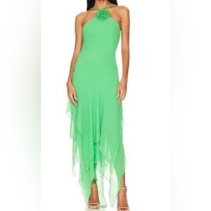Lovers + Friends Bright Green Sleeveless High-Low Hem Dress